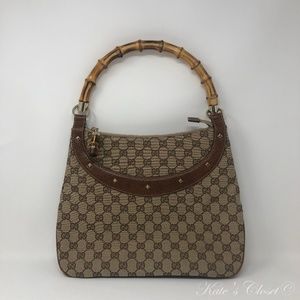 SOLD!! GUCCI GG Canvas Bamboo Shoulder Bag